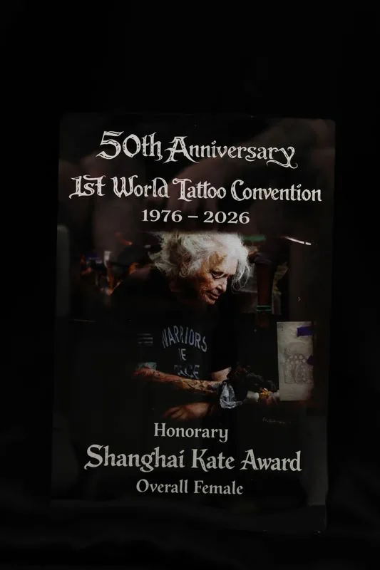 Honorary Shanghai Kate Award · Overall Female, 50TH ANNIV. WORLD TATTOO CONVENTION 2026, won by ELEMENT TATTOO in San Antonio