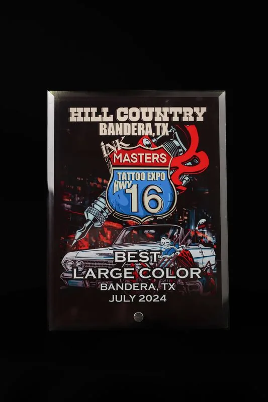 Best Large Color trophy — Hill Country Ink Masters Tattoo Expo, 2024