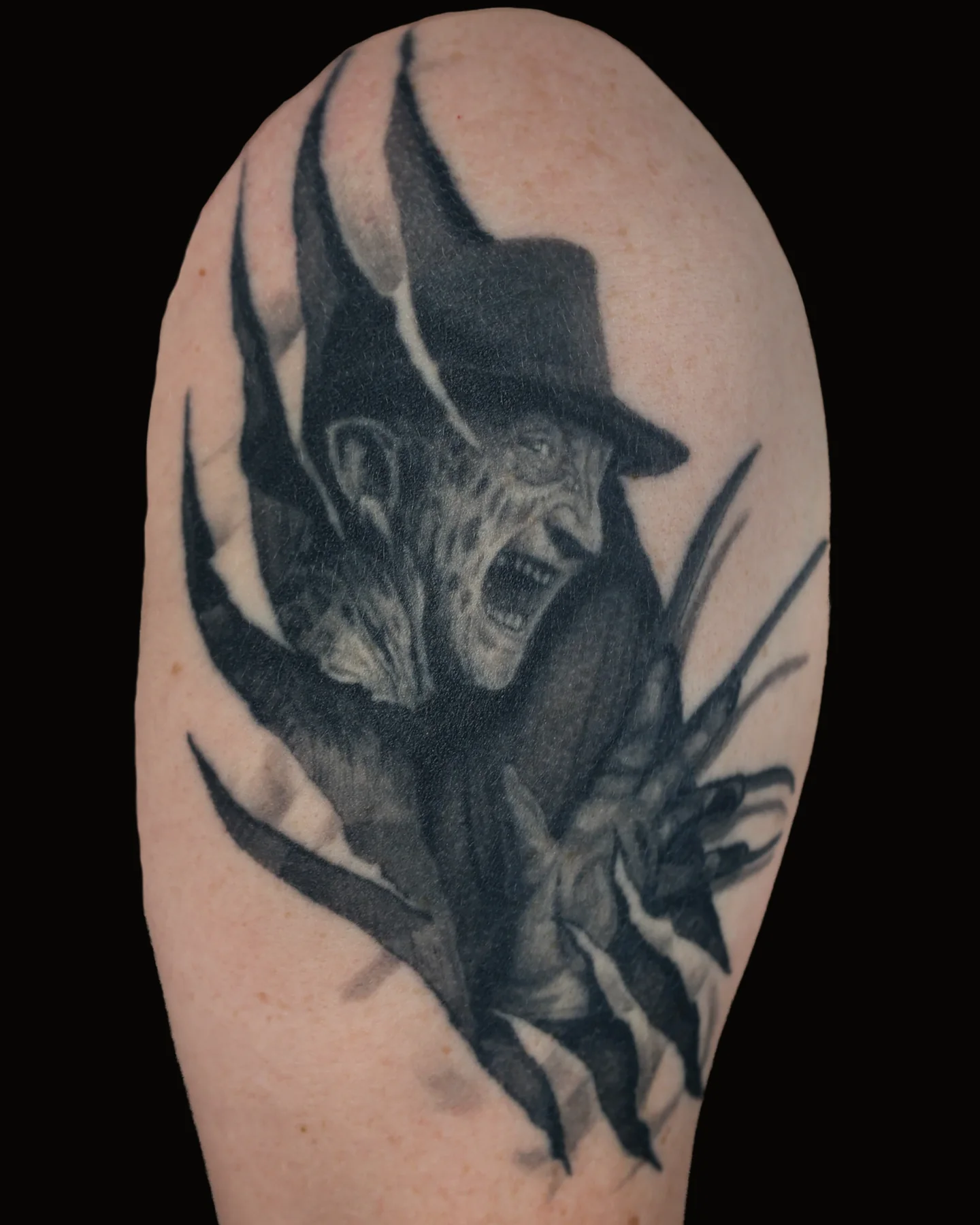 Black and grey Anubis tattoo by Brian Pittman