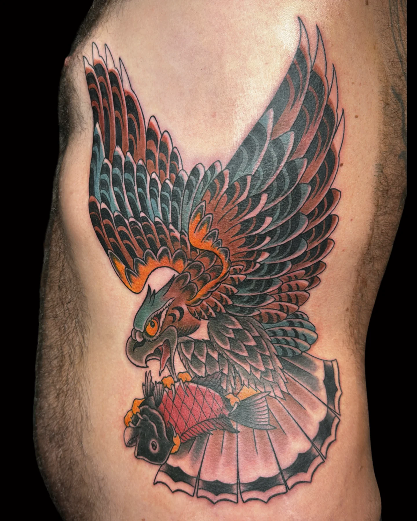 Traditional eagle tattoo by Chance Ewing
